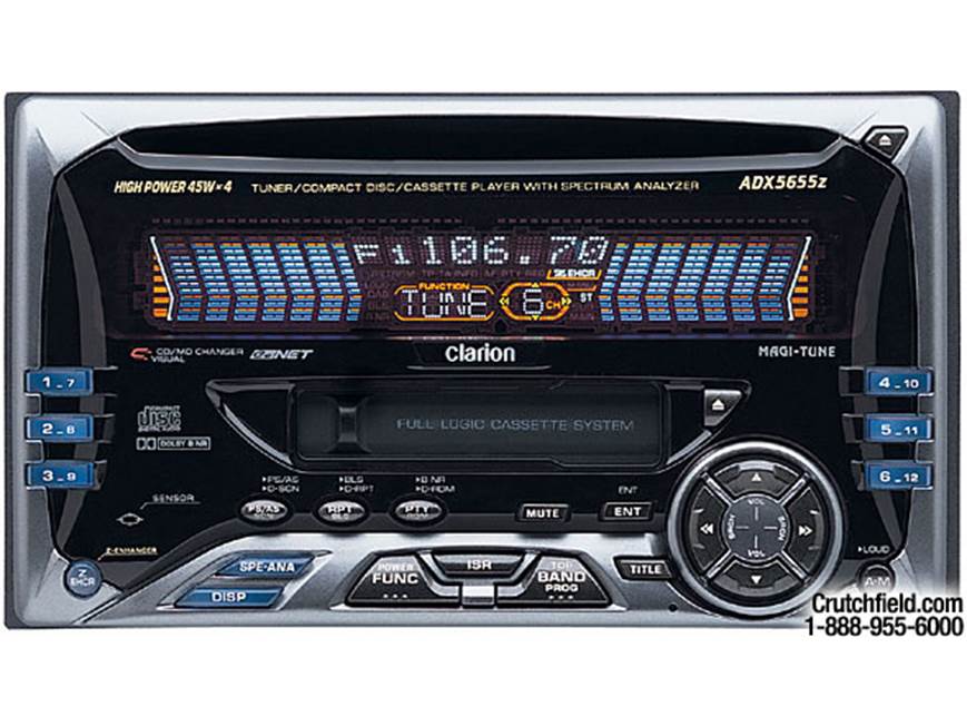 Clarion ADX5655z CD/Cassette receiver with CD changer controls at