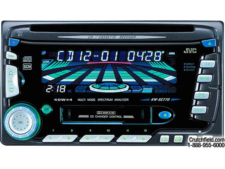 JVC KW-XC770 CD/cassette receiver with CD changer controls at