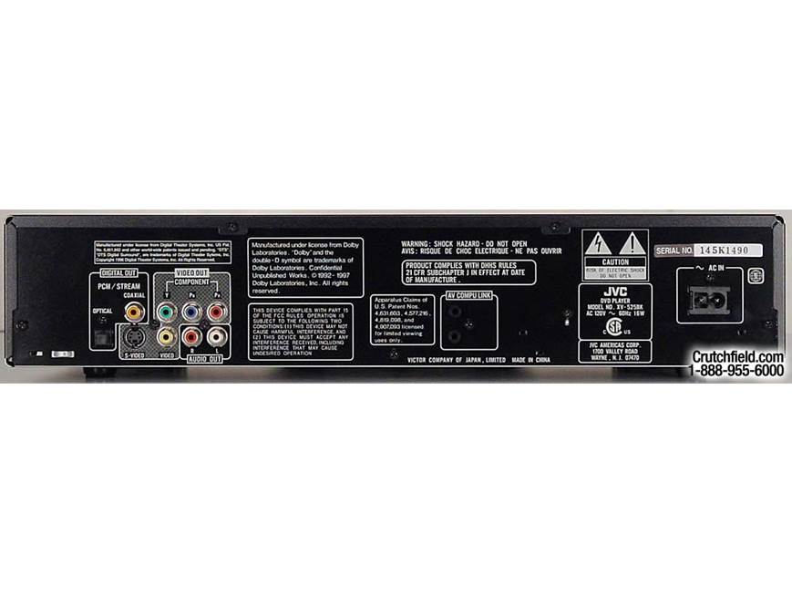 JVC XV-523/525BK (Black) DVD/CD player (Black) at Crutchfield