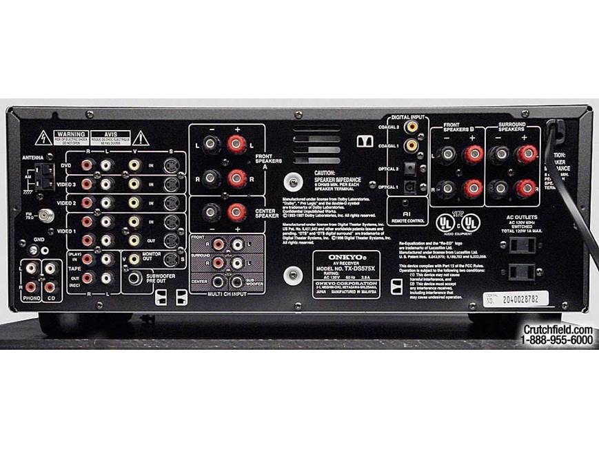 Onkyo TX-DS575X A/V receiver with Dolby Digital and DTS at Crutchfield