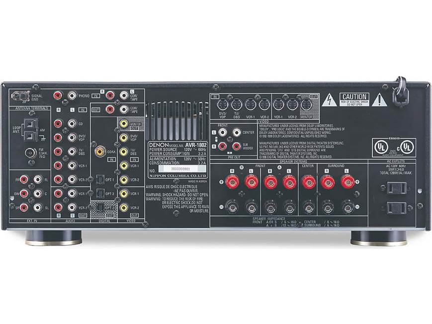 Denon AVR-1802 A/V receiver with Dolby® Digtal, DTS, Dolby Pro