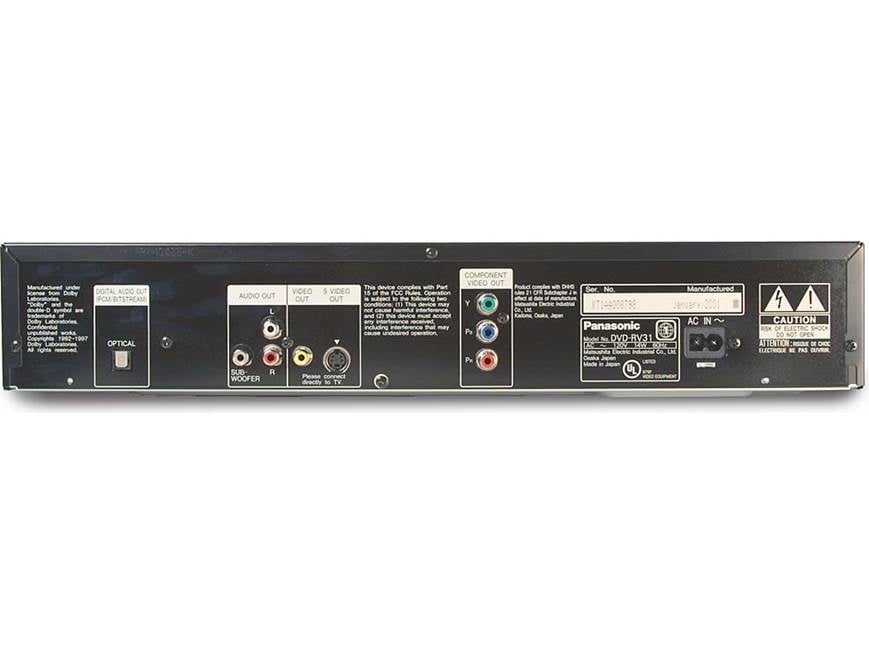 プレーヤー Panasonic DVD-RV31 Panasonic DVD-RV31 (Black) DVD/CD player (Black) at Crutchfield
