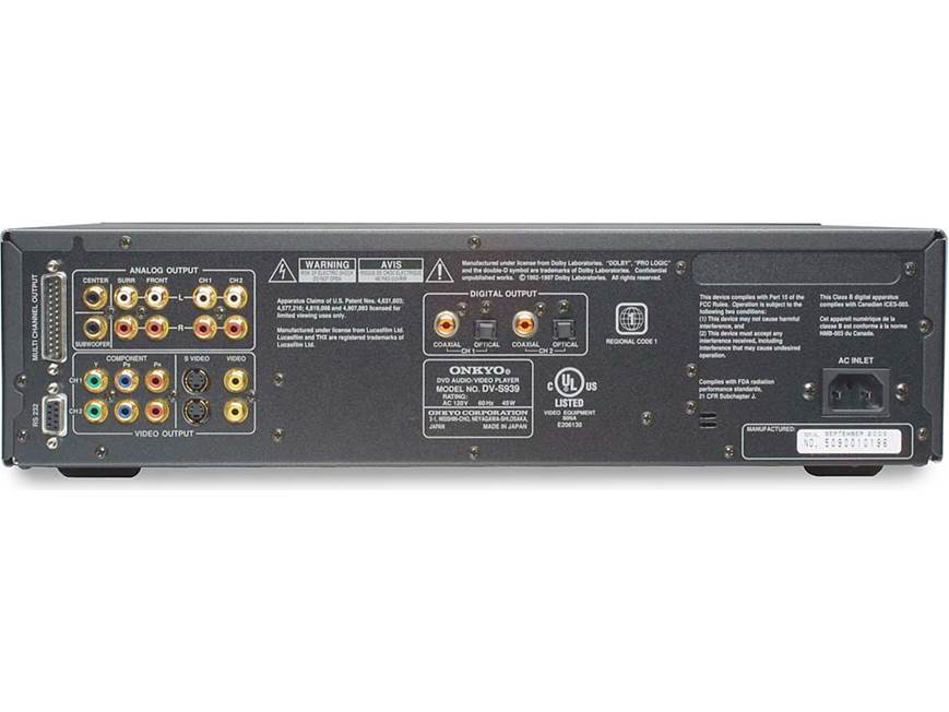 Onkyo DV-S939 Reference DVD/CD/DVD-Audio player with progressive