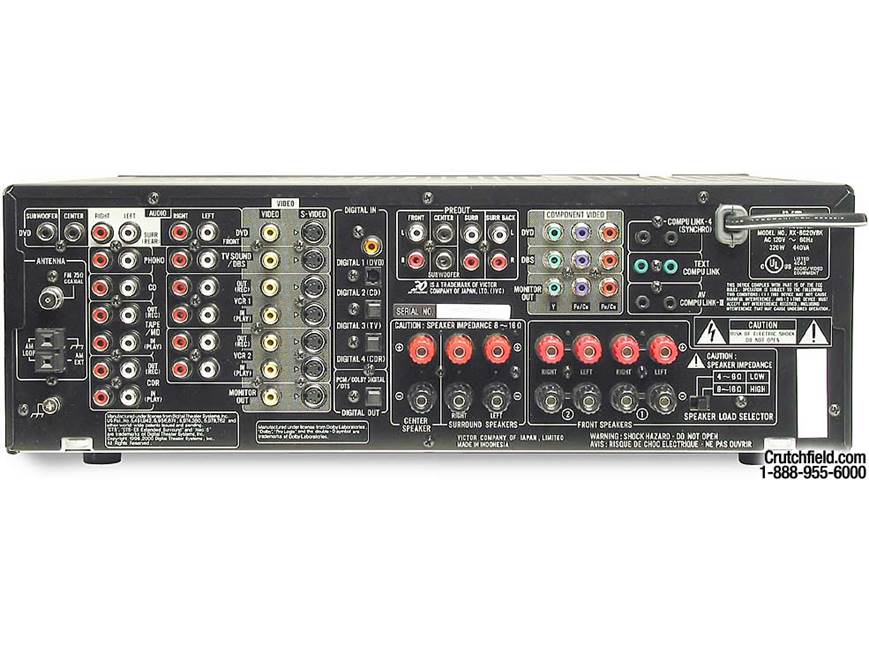 JVC RX-8020VBK A/V receiver with Dolby Digital EX, DTS-ES, and