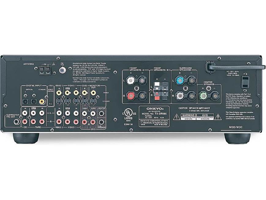 Onkyo TX-SR500 A/V receiver with Dolby Digital, DTS, and Dolby Pro