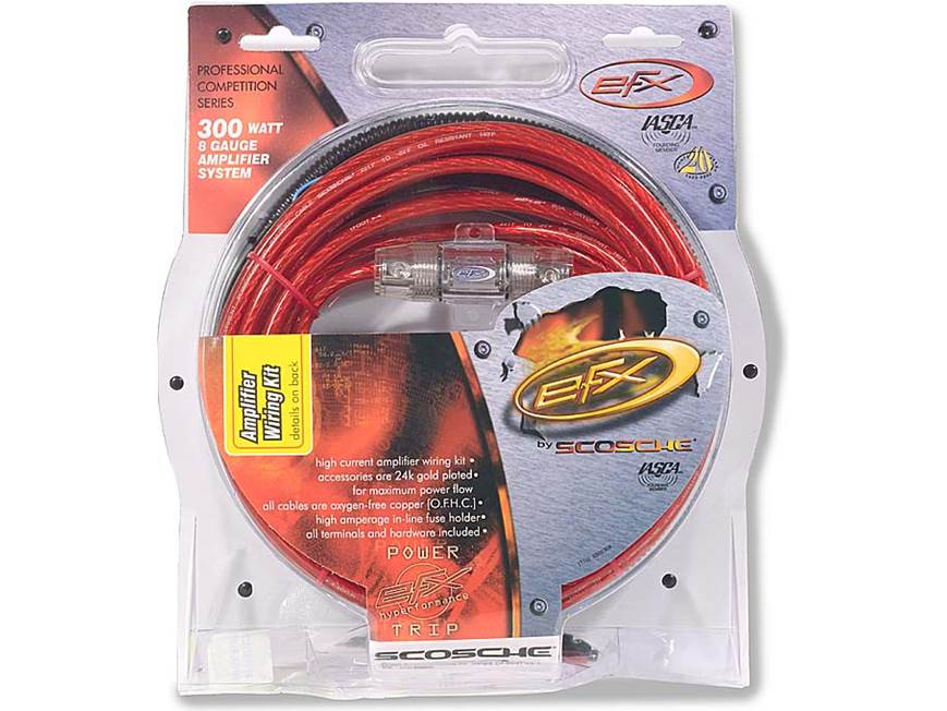 EFX 300-Watt Amp Wiring Kit 8-gauge power cable, with Patch Cord
