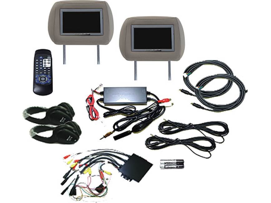 Vizualogic Video Headrests Package (Black) Two leather headrests