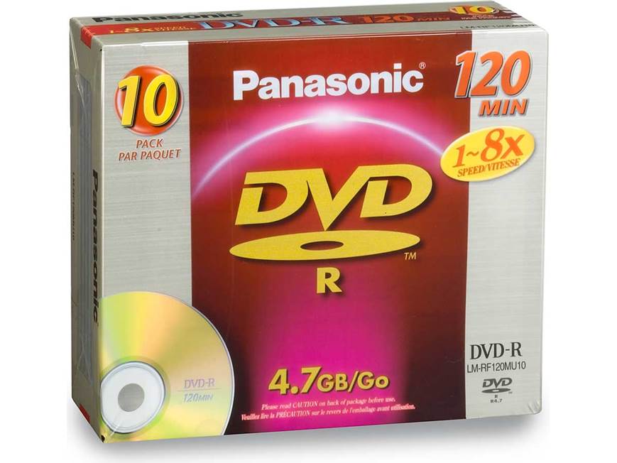 Panasonic DVD-R (10-pack) 4.7GB single-sided DVD-R, 8X compatible