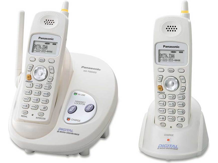 Panasonic KX-TG2422W 2.4 GHz dual-handset cordless phone system at