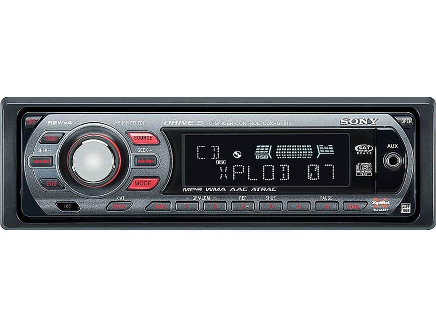 Sony CDX-GT510 CD receiver plays MP3, WMA, and AAC files at