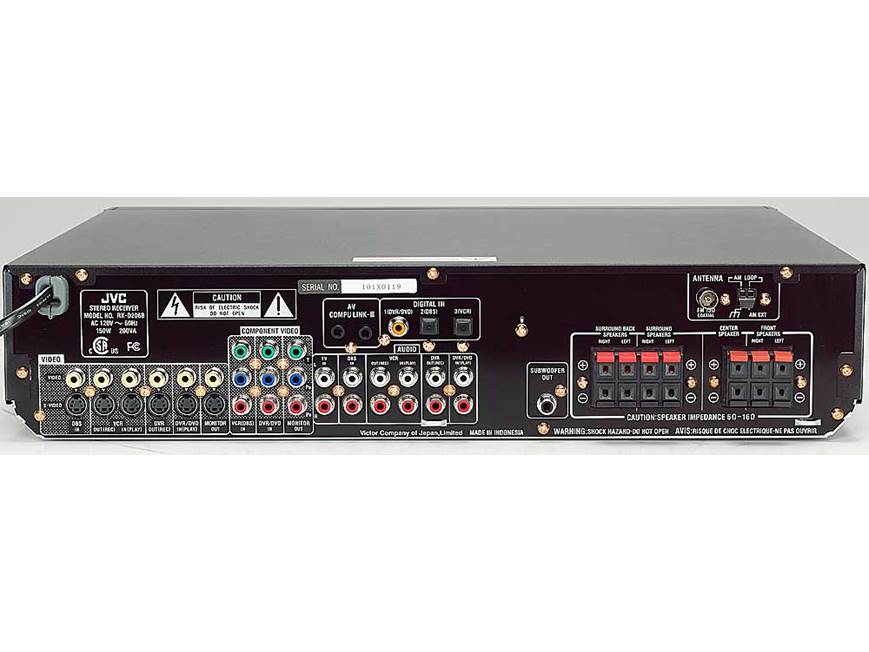 JVC RX-D206B Home theater receiver with USB input for PC audio at
