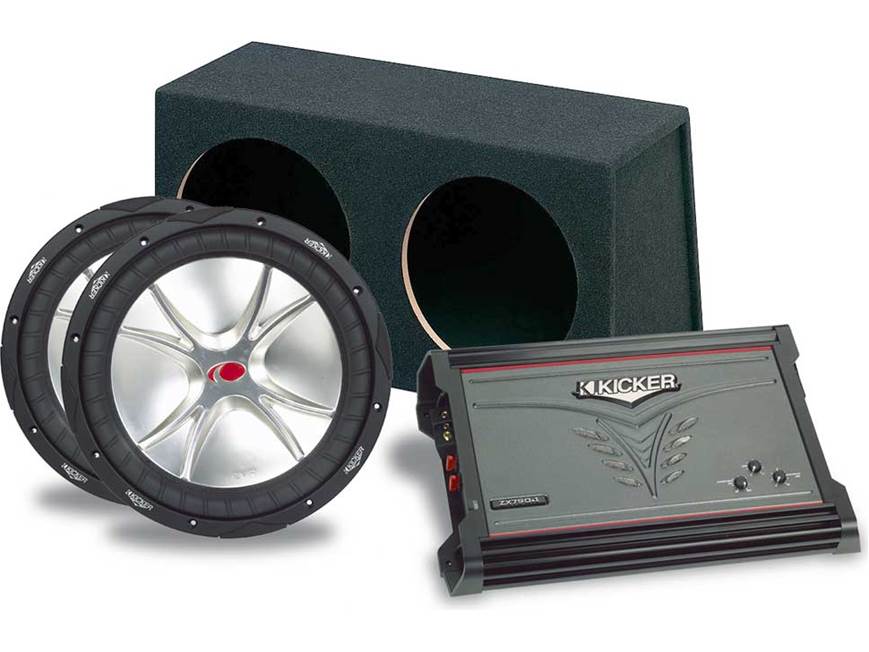 Kicker Bass Package ZX750.1 mono amplifier Two Comp VR CVR122 12
