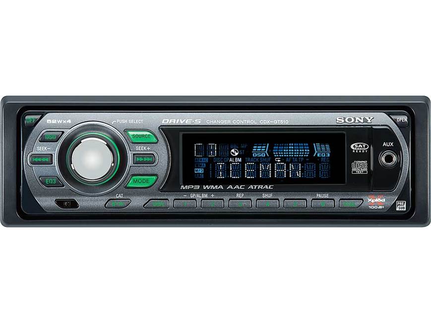 Sony CDX-GT510 CD receiver plays MP3, WMA, and AAC files at