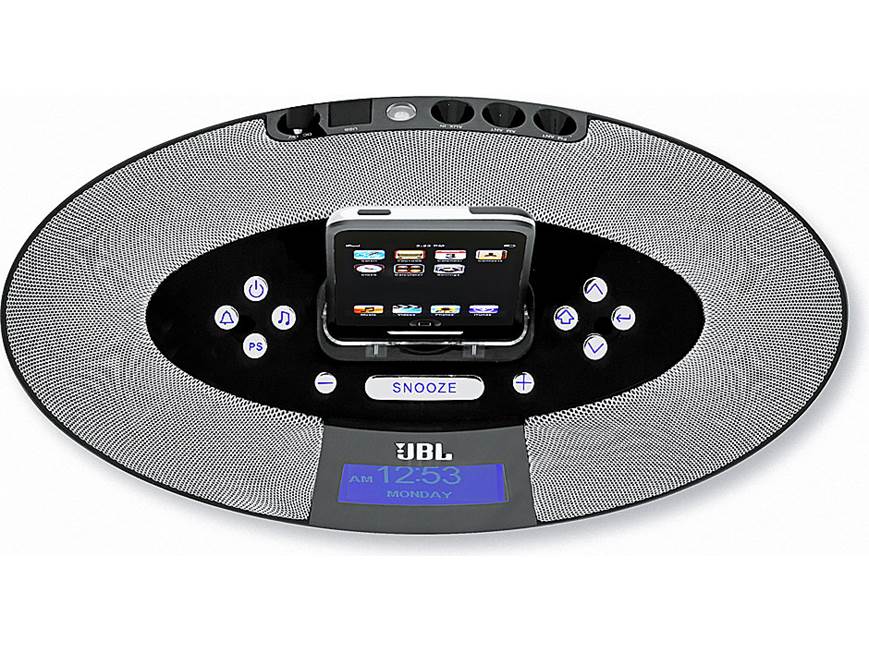JBL On Time™ 200iD Powered iPod® speaker system and AM/FM clock