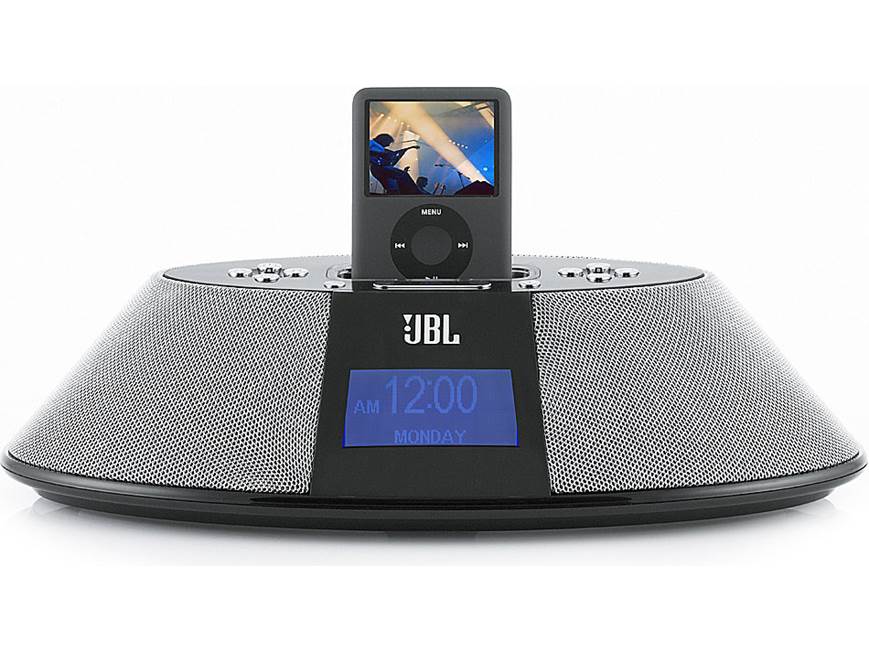 JBL On Time™ 200iD Powered iPod® speaker system and AM/FM clock