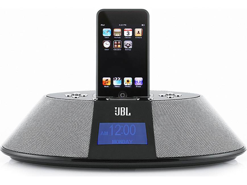 JBL On Time™ 200iD Powered iPod® speaker system and AM/FM clock