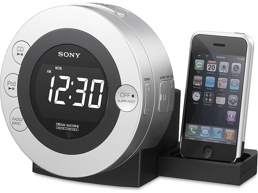 Sony ICF-CD3iPSIL AM/FM clock radio with CD player and iPod® dock