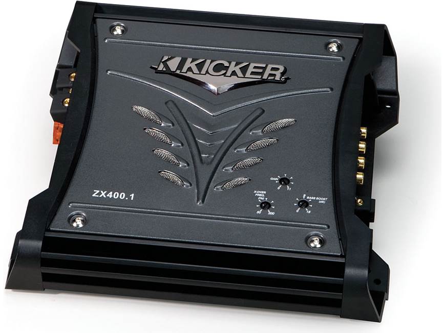 Kicker 08ZX400.1 Mono subwoofer amplifier 400 watts RMS x 1 at 2