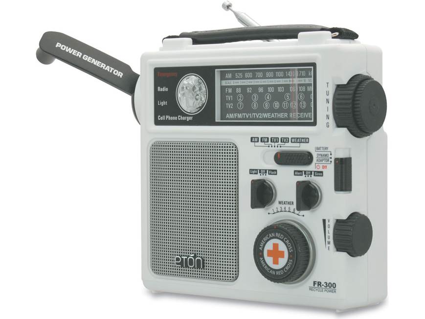 Etón FR300 (White) Hand-cranked AM/FM/NOAA radio (White) at