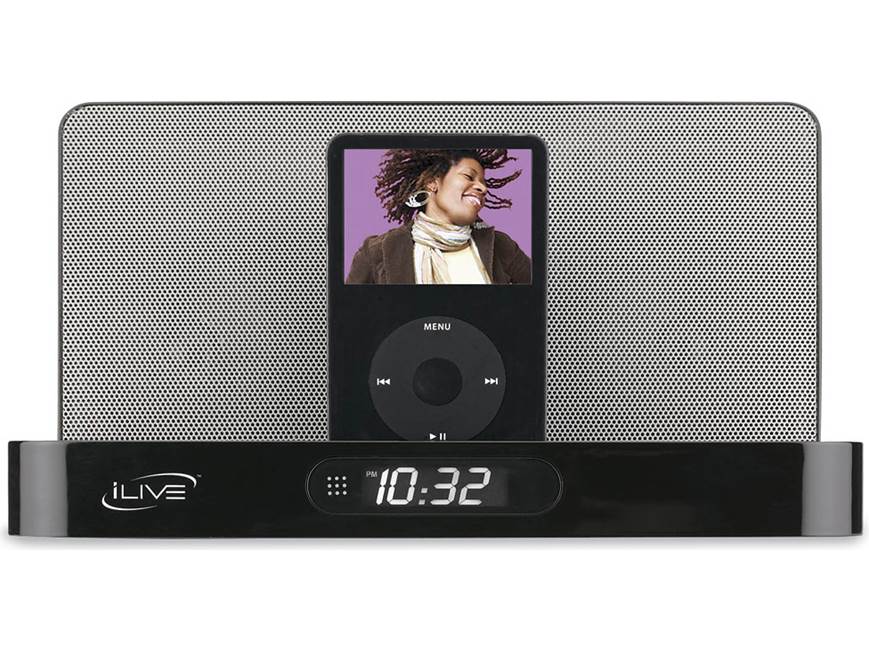 iLive IC2807BLK Portable speaker system and alarm clock for iPod