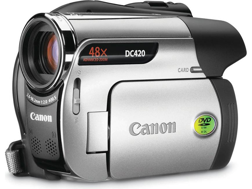 Canon DC420 DVD camcorder with high-speed USB port at Crutchfield