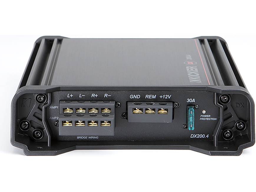 Kicker 08DX200.4 4-channel car amplifier — 25 watts RMS x 4 at