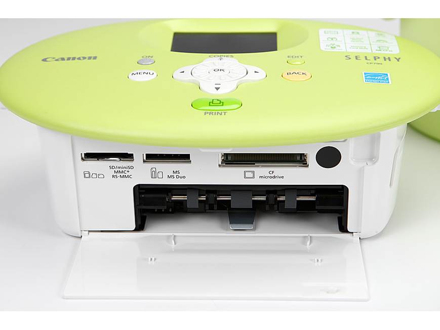 Canon Selphy™ CP790 Compact photo printer with storage bucket at