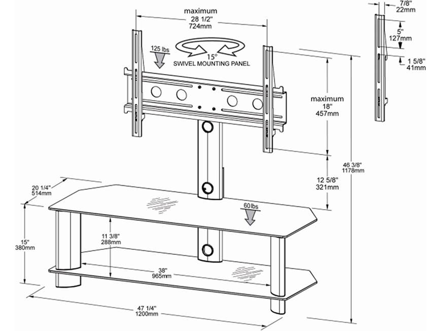 Techcraft TRK50B Audio/video stand with integrated mount for flat
