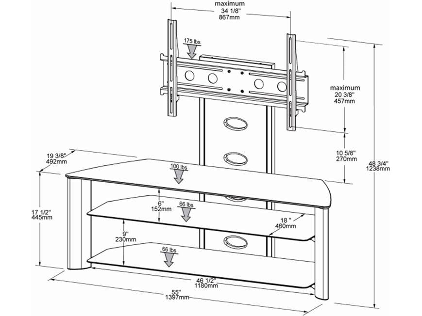 Techcraft TRK55B Audio/video stand with integrated mount for flat