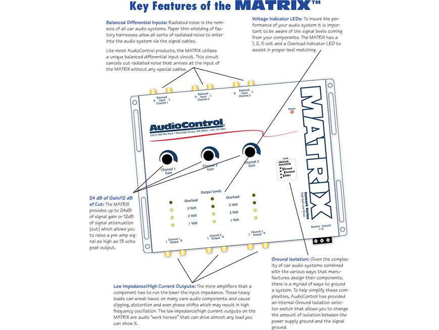 AudioControl Matrix (Gray) 6-channel line driver (Gray) at Crutchfield