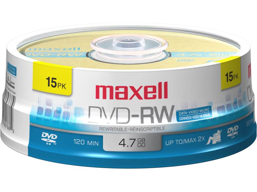 Maxell DVD-RW (15-disc spindle) Blank rewritable DVD, 2X compatible (15 ...