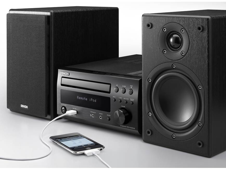 【DENON】 RCD-M38-K ブラック 2スピーカーセット Denon D-M38 CD/AM/FM micro desktop stereo system at Crutchfield