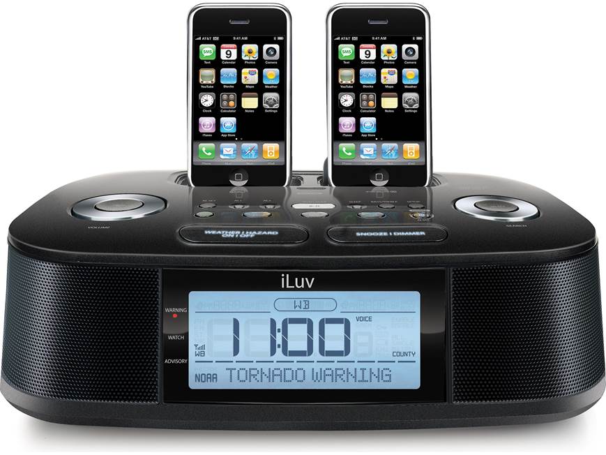 iLuv iMM183 Clock radio with dual docks for iPod®/iPhone® and
