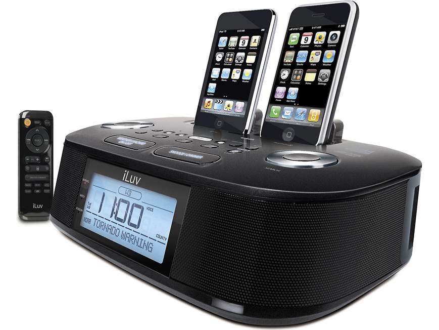 【ほぼ新品】iLuv アイラブ MultiCharger X 黒色 iLuv iMM183 Clock radio with dual docks for iPod®/iPhone® and