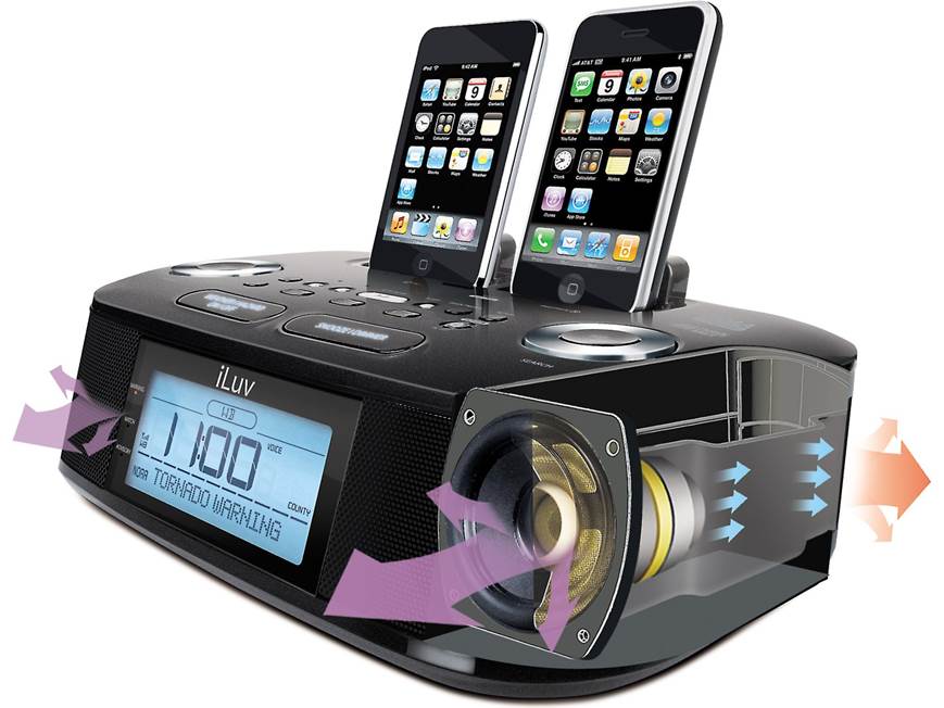 iLuv iMM183 Clock radio with dual docks for iPod®/iPhone® and