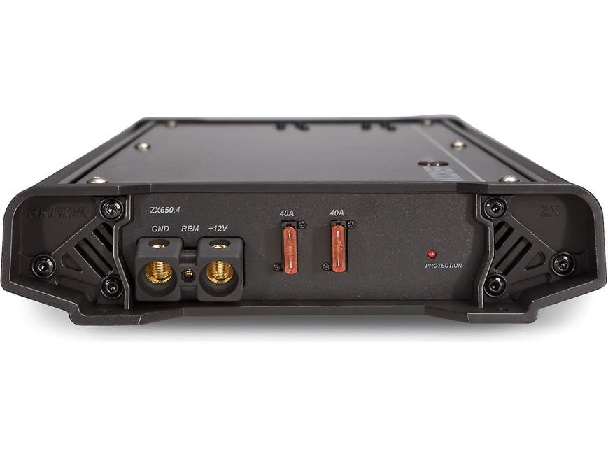 Kicker 10ZX650.4 4-channel car amplifier — 120 watts RMS x 4 at