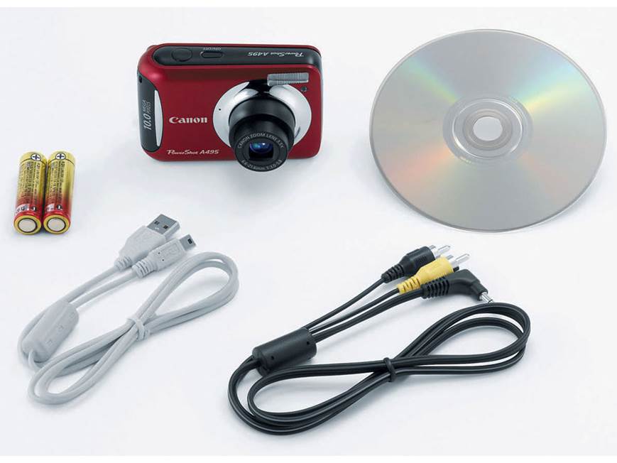 Canon PowerShot A495 (Red) 10-megapixel digital camera with 3.3X
