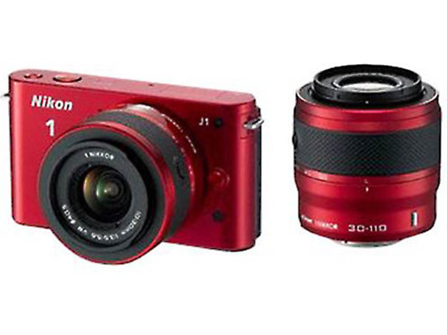 Nikon 1 J1 w/10-30mm and 30-110mm VR Lenses (Red) CX format hybrid