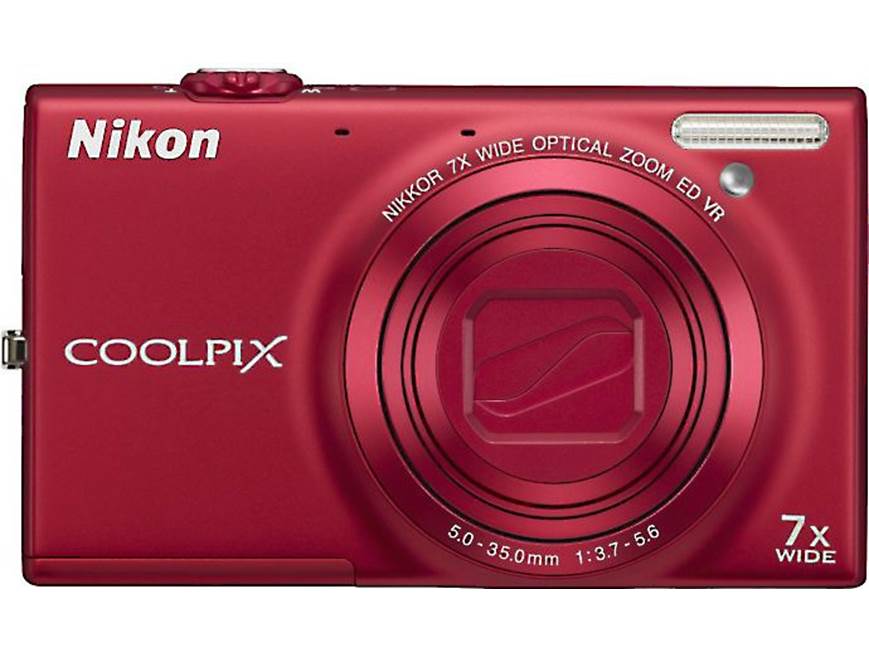 Nikon Coolpix S6100 (Red) 16-megapixel digital camera with 7X