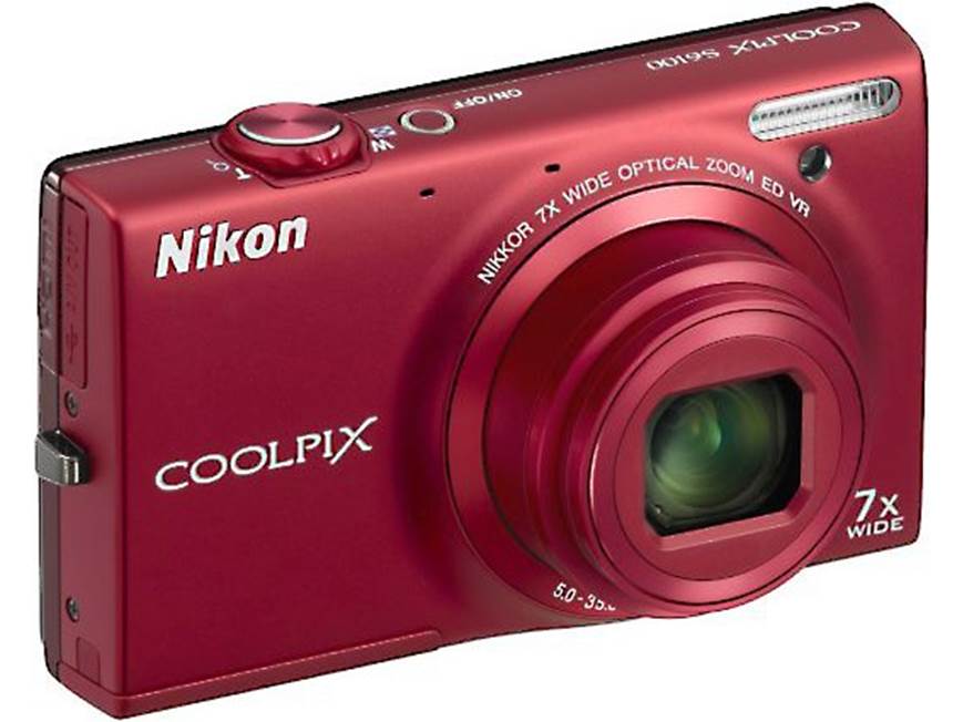 Nikon Coolpix S6100 (Red) 16-megapixel digital camera with 7X