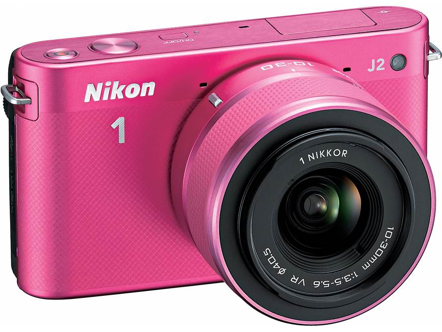 Nikon 1 J2 with 10-30mm VR Lens (Pink) CX format hybrid camera