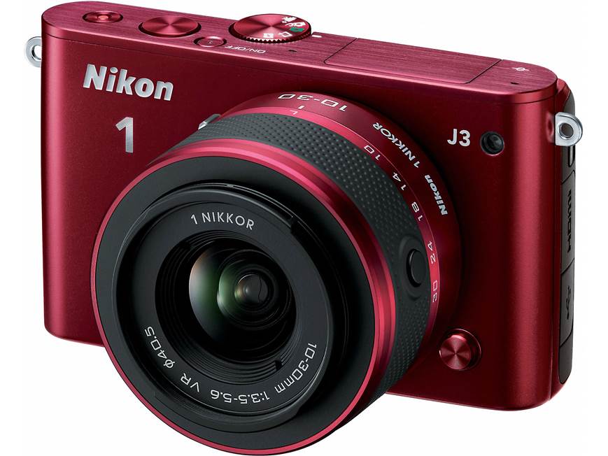 Nikon 1 J3 with Standard 3X Zoom Lens (Red) 14-megapixel hybrid