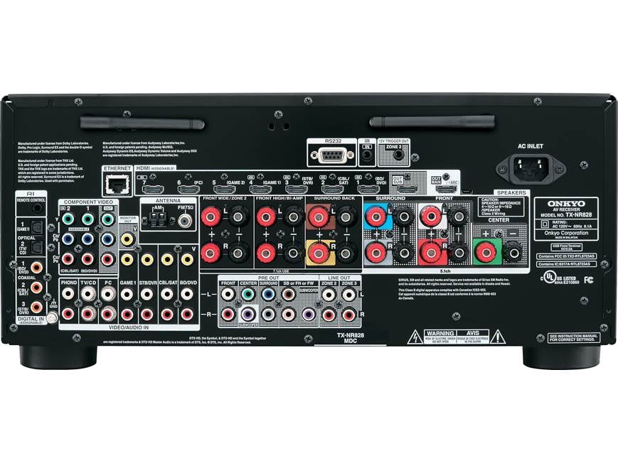Onkyo TX-NR828 7.2-channel home theater receiver with Wi-Fi® and