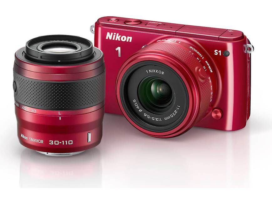 Nikon 1 S1 with Standard and Telephoto Zoom Lenses (Red) 10