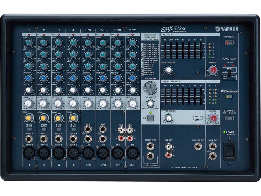 Yamaha EMX512SC パワードミキサー Yamaha EMX512SC 12-channel, 500-watt x 2 powered mixer with on