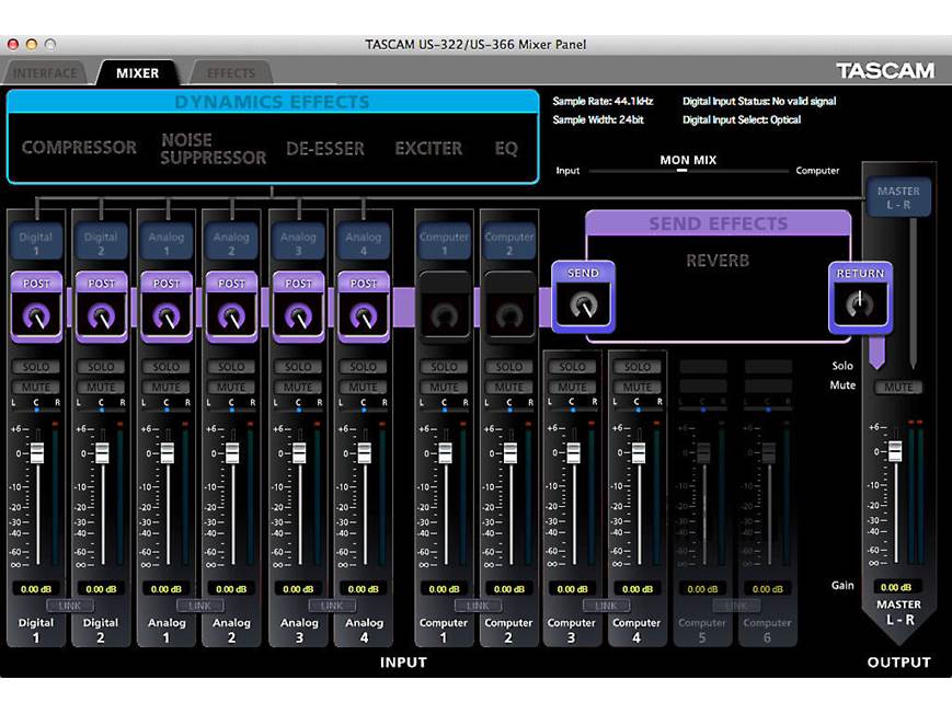 Tascam US-366 USB 2.0 audio interface at Crutchfield