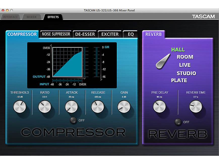 Tascam US-366 USB 2.0 audio interface at Crutchfield