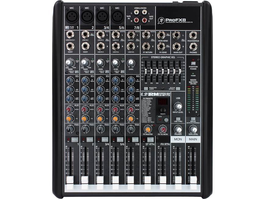 Mackie PRO FX-8 8-channel mixer with effects, USB connection, and