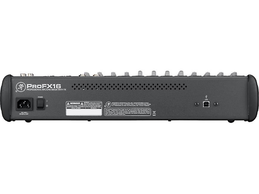 Mackie ProFX16 16-channel mixer with effects, USB connection, and