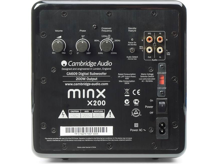 Cambridge Audio Minx X200 (White) Ultra-compact powered subwoofer